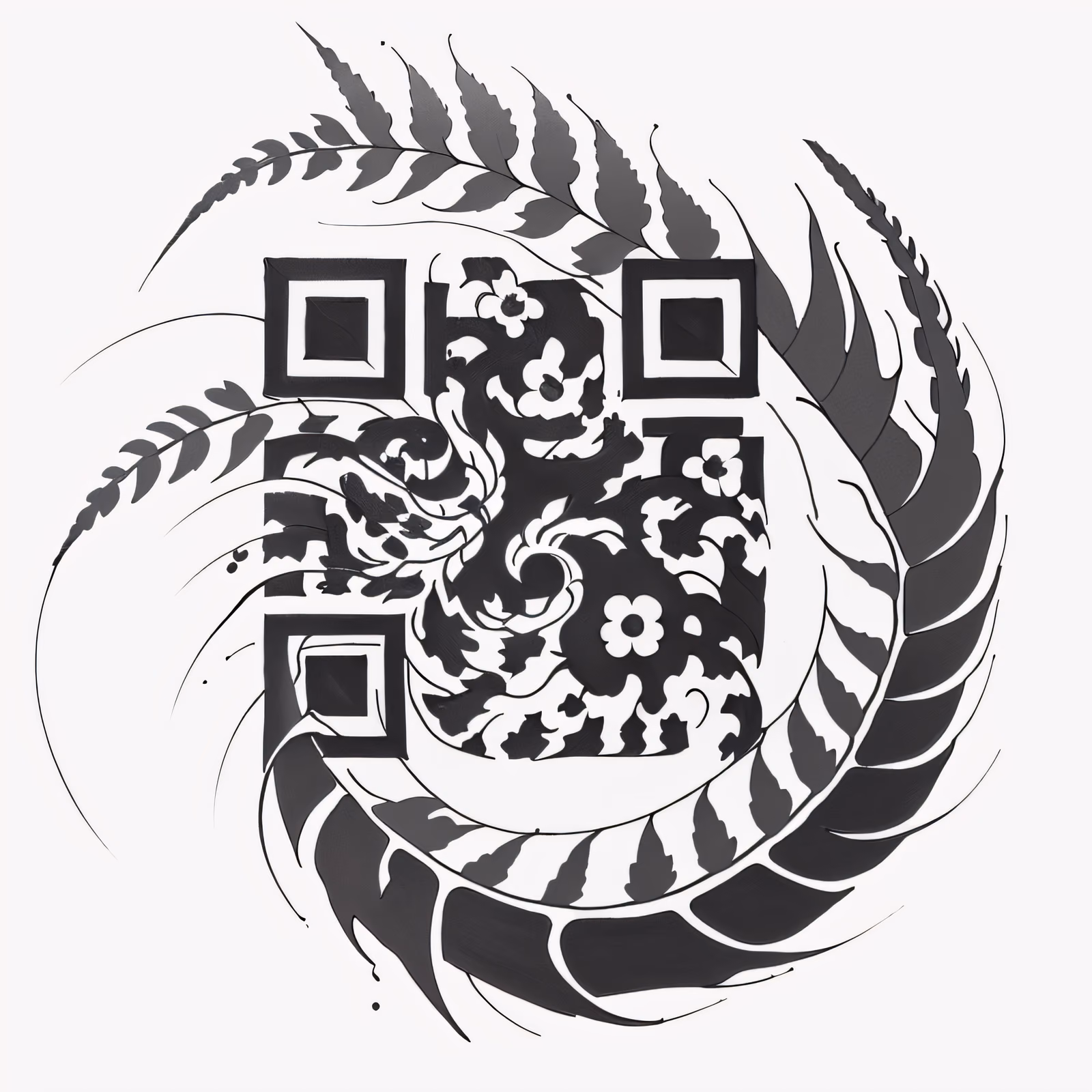 Spiral Fern Ink Tattoo QR Code for Temporary Tattoos — image 1