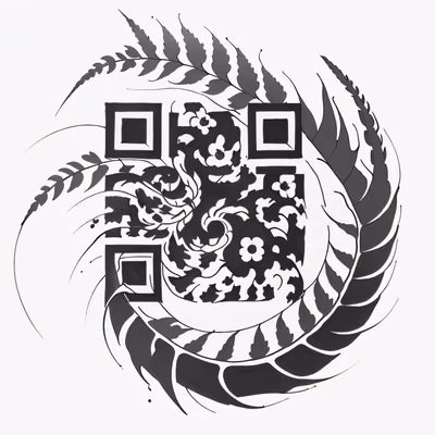 Spiral Fern Ink Tattoo QR Code for Temporary Tattoos — image 1