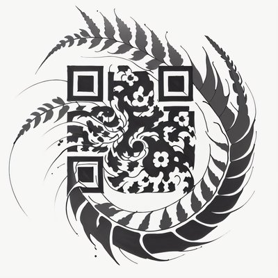Spiral Fern Ink Tattoo QR Code for Temporary Tattoos