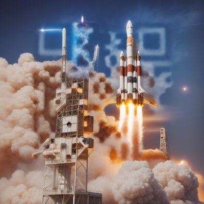 Rocket Launch Photoreal QR Code for Posters