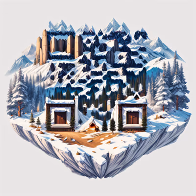 Floating Snowy Mountain Island 3D QR Code for Stickers — image 1