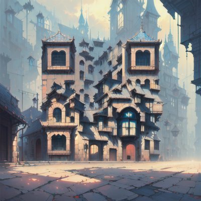 Misty Fantasy Town Concept Art QR Code for Posters