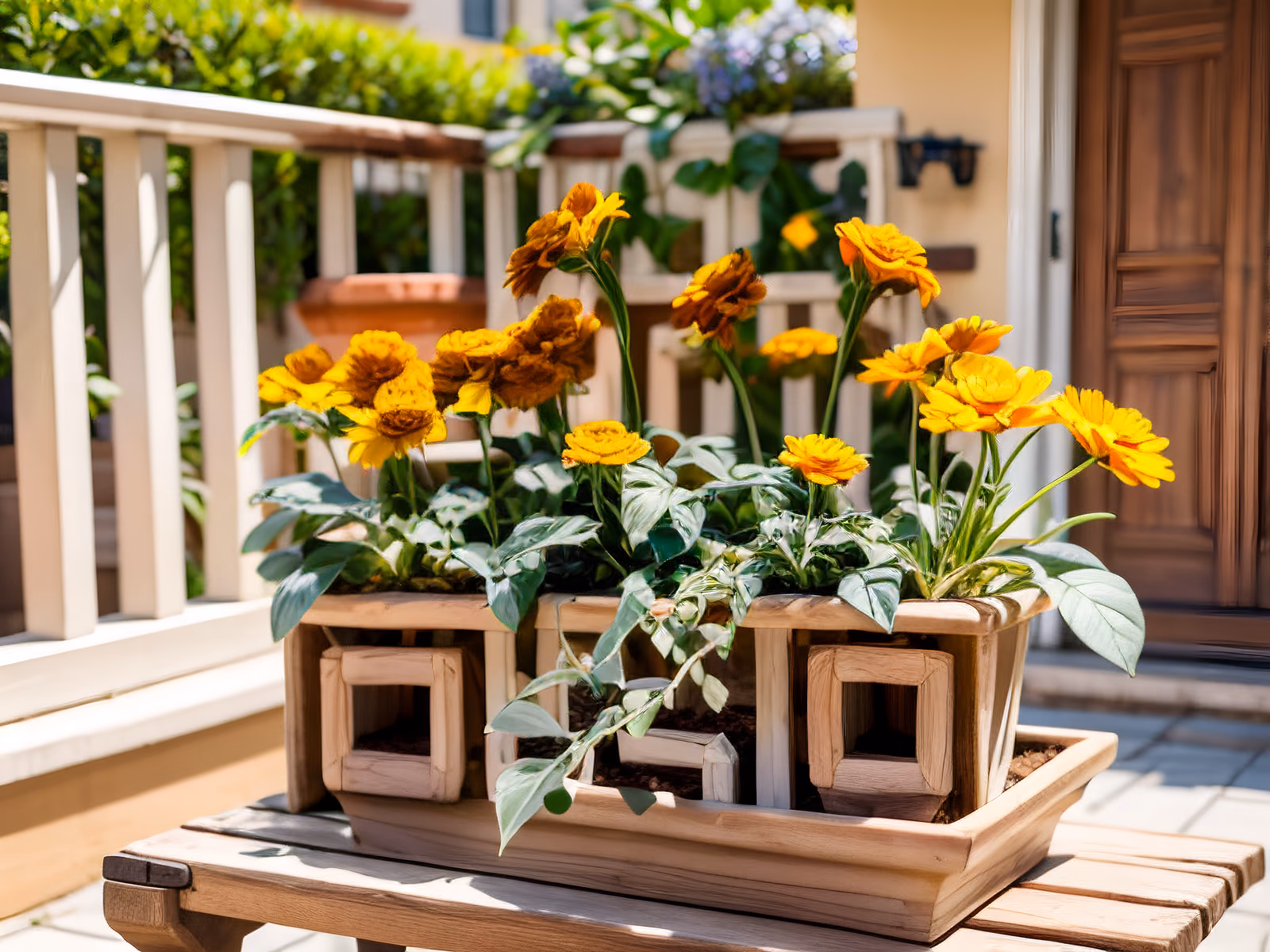 Marigold Balcony Planter Photo QR Code Art — image 1
