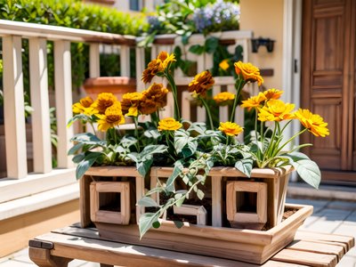 Marigold Balcony Planter Photo QR Code Art