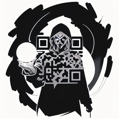 Hooded Figure Ink Tattoo QR Code for Apparel