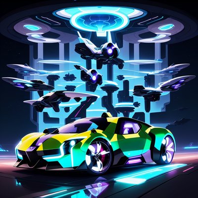Futuristic Sports Car Game Art Spaceship QR Code for Posters