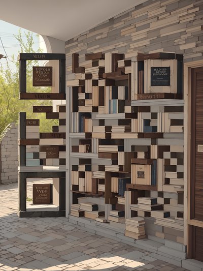 Courtyard Bookstore Retro Vector QR Code for Posters