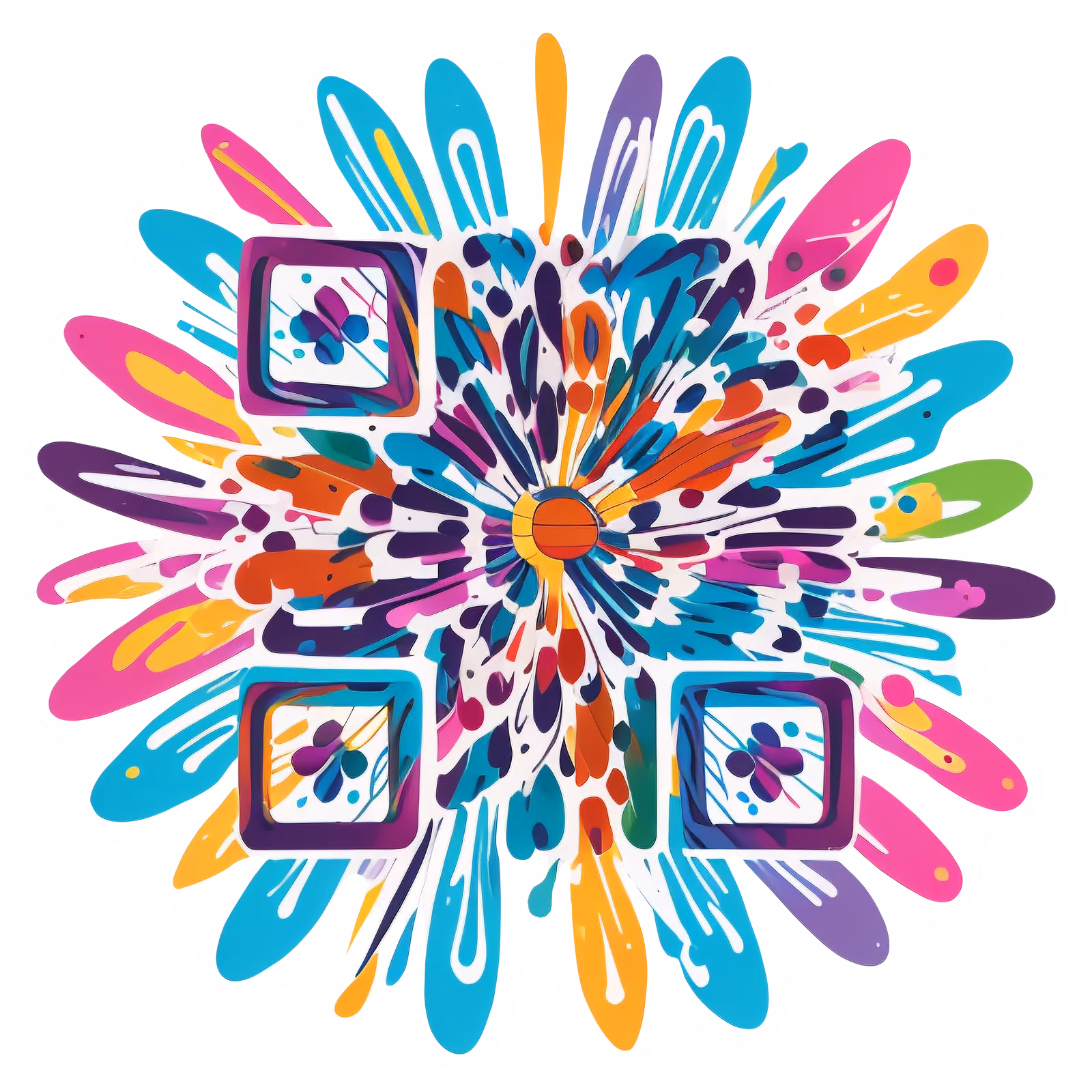 Яркие брызги краски, вектор: QR-код для стикеров — изображение 1