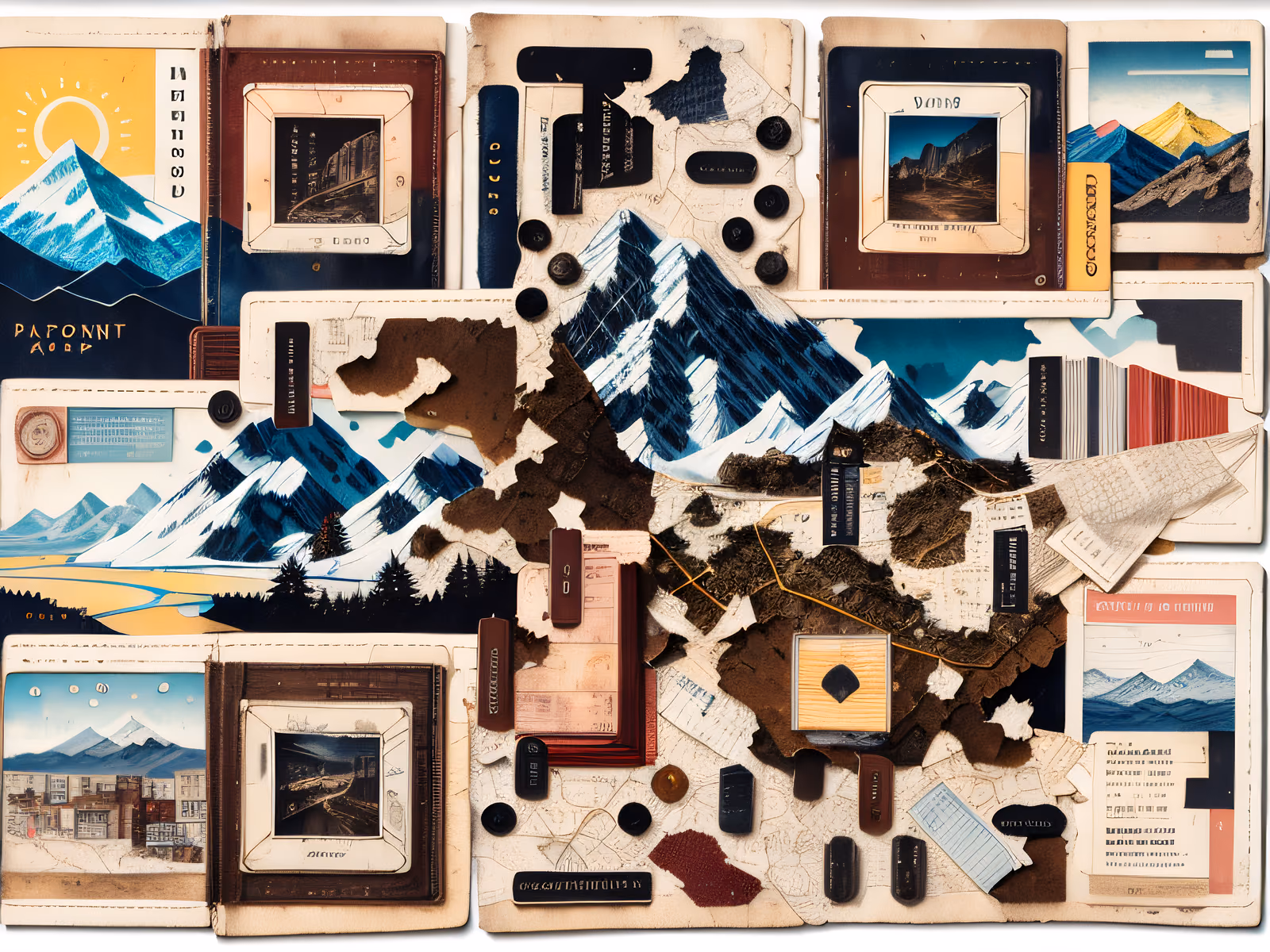 Travel Mountain Map Collage QR Code Art — image 1