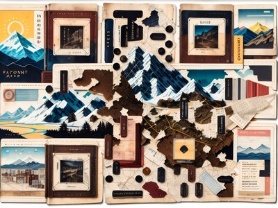 Travel Mountain Map Collage QR Code Art