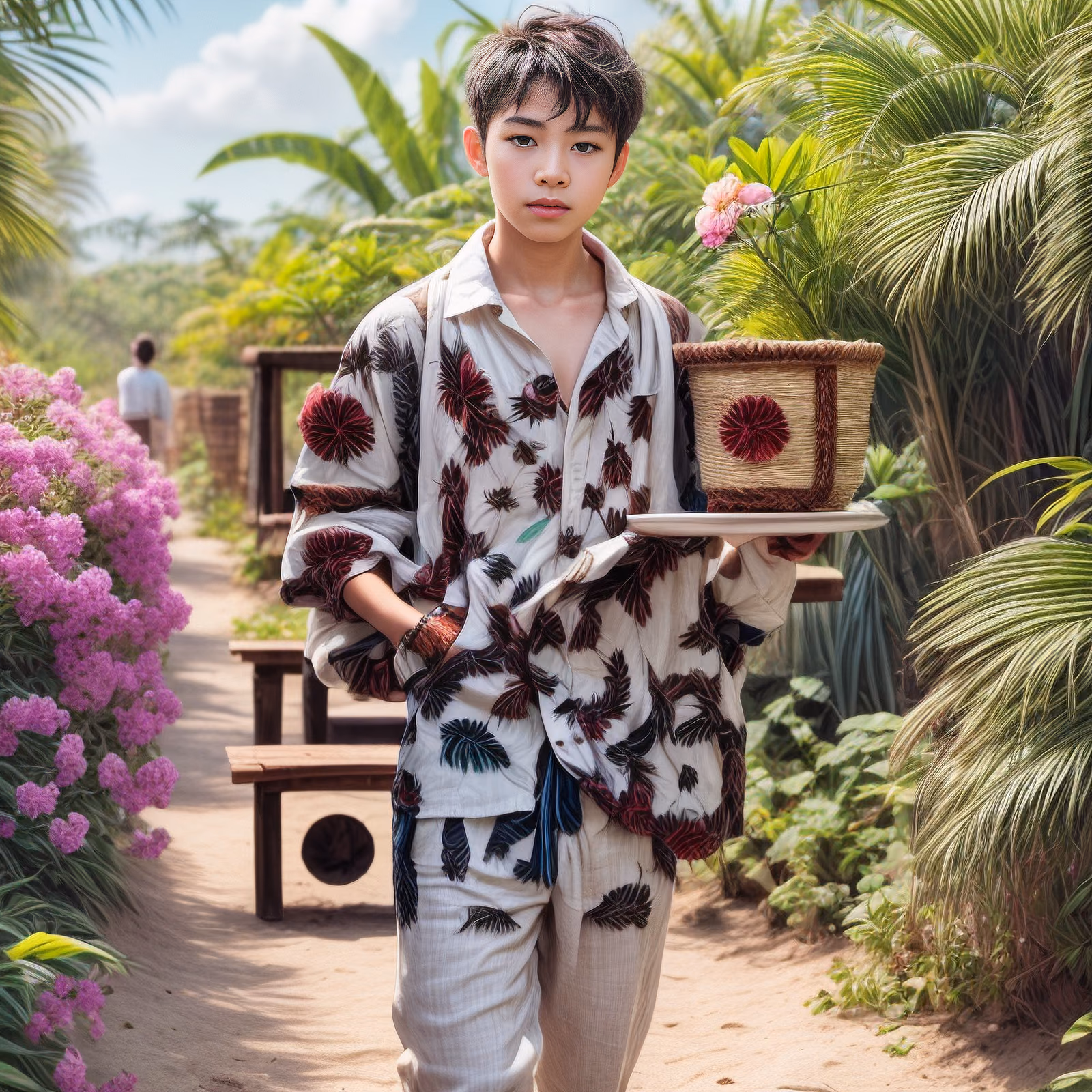 Tropical Path Boy Portrait QR Code Art — image 1