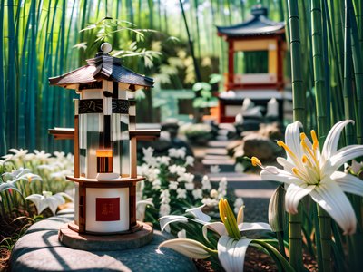 Japanese Bamboo Garden Photography QR Code for Posters