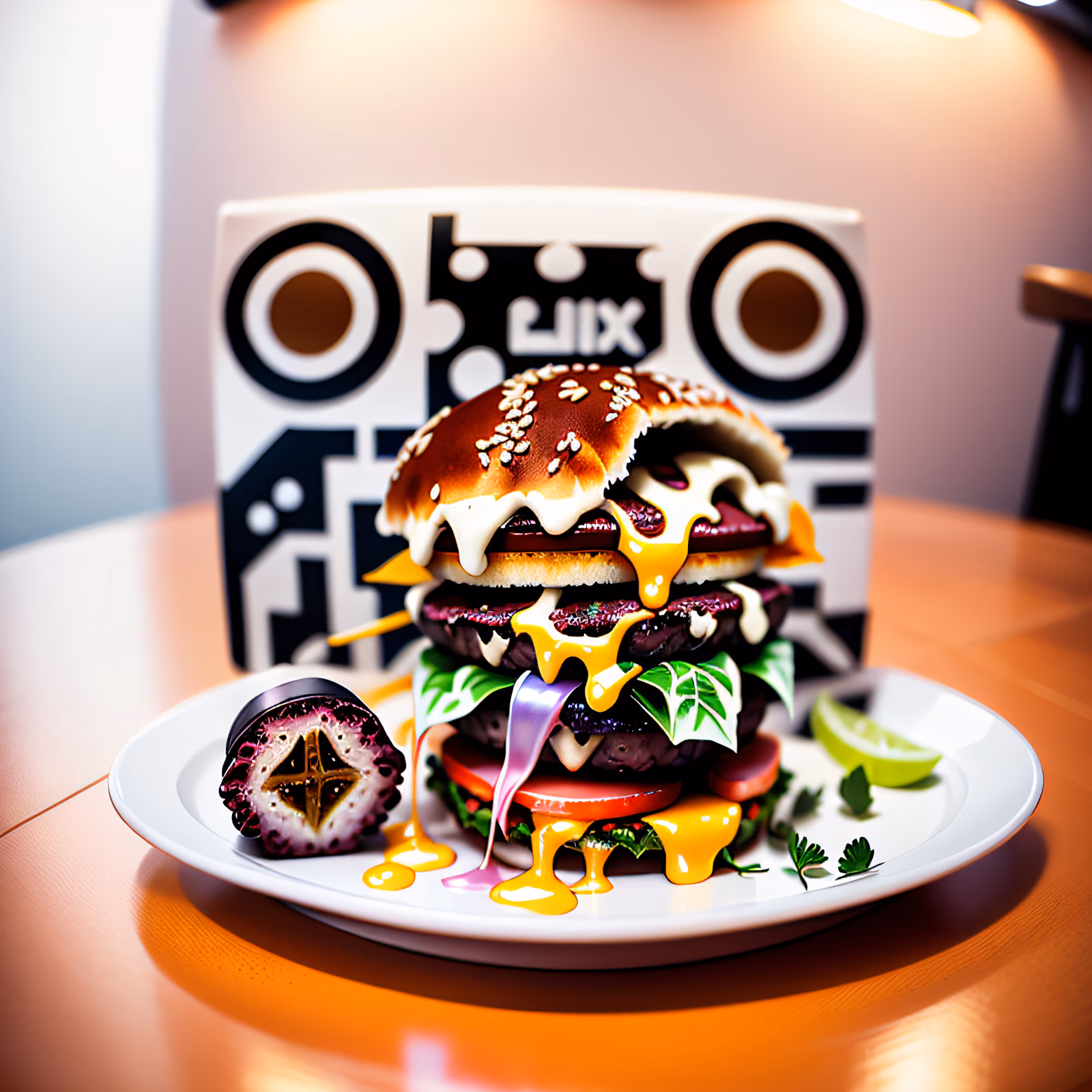 Cheeseburger Food Photo Fast Food QR Code for Restaurant Menus — image 1