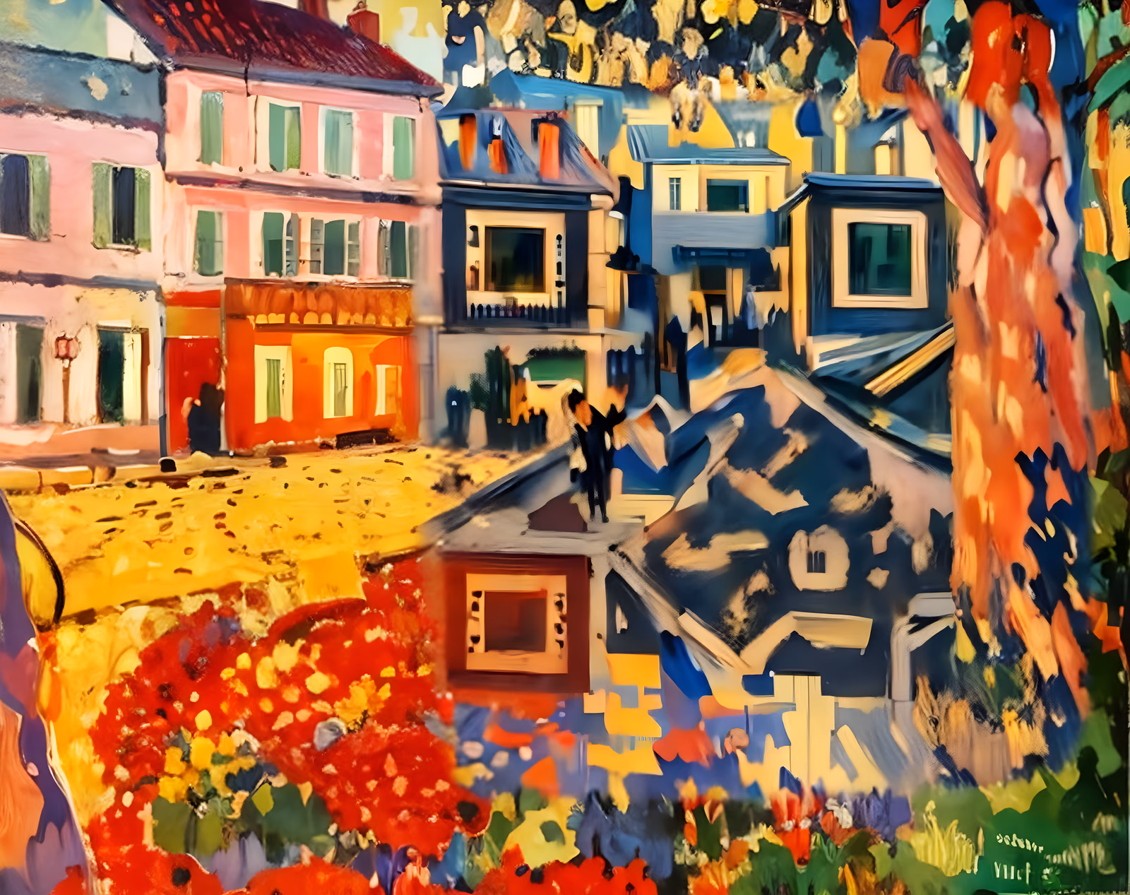 Colorful Village Square Expressionist QR Code Art — image 1