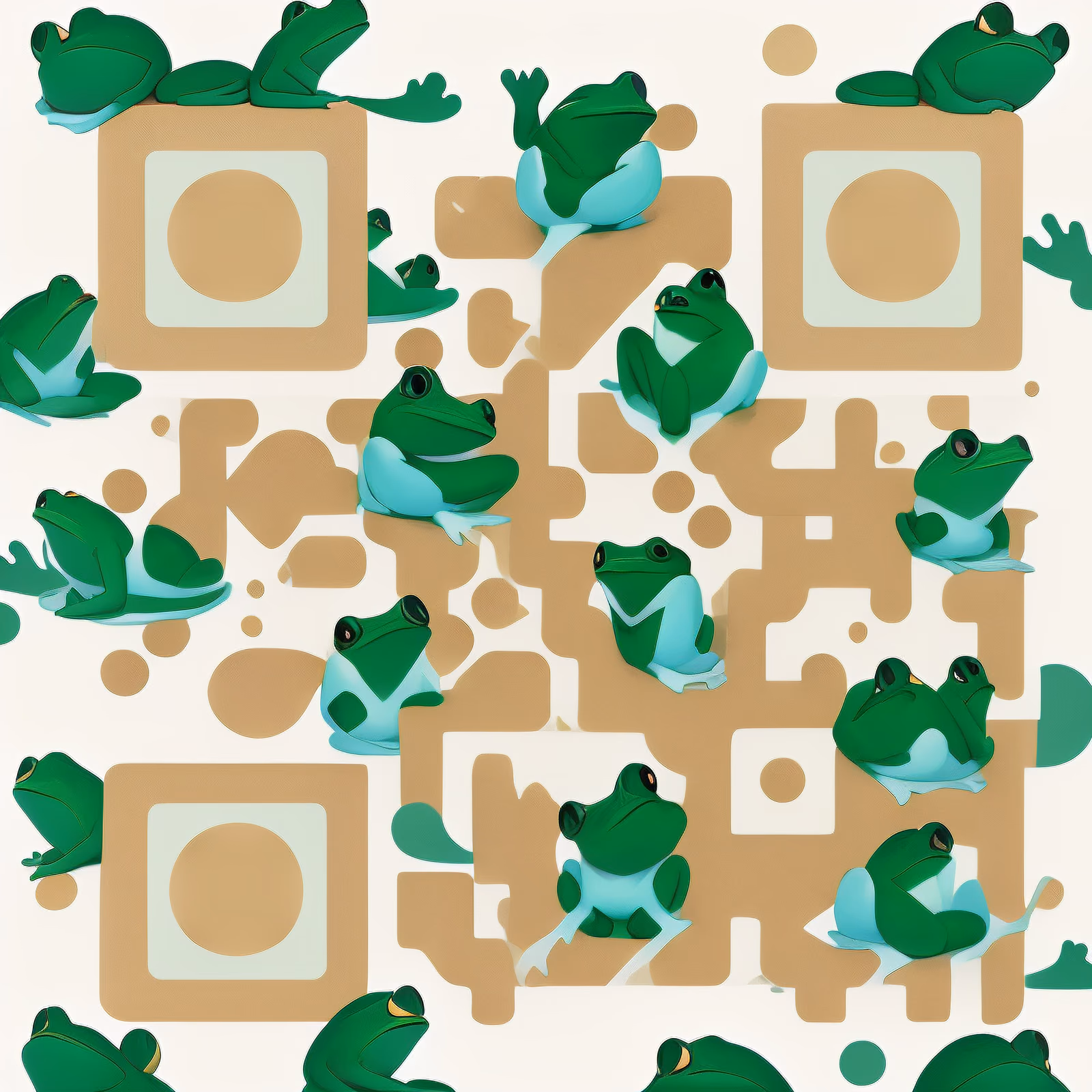 Green Frogs Flat Pattern QR Code for Album Covers — image 1