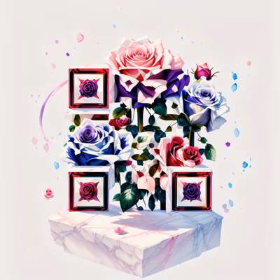 Watercolor Rose Marble Pedestal QR Code Art — image 1