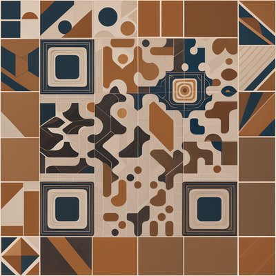 Mid Century Geometric Tile QR Code Art