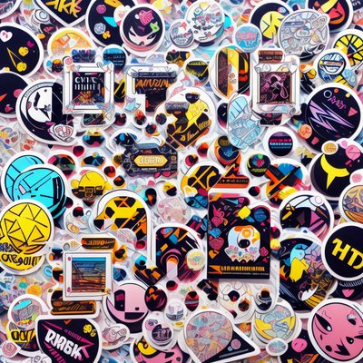 Sticker Bomb Collage Emblem QR Code for Stickers