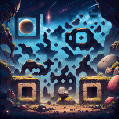 Lunar Valley Boulders Fantasy QR Code for Posters — image 1