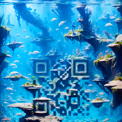 Underwater Fantasy World Digital Painting QR Code for Posters — image 1