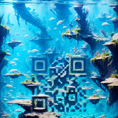 水下幻想世界数字绘画二维码艺术,适用于海报
