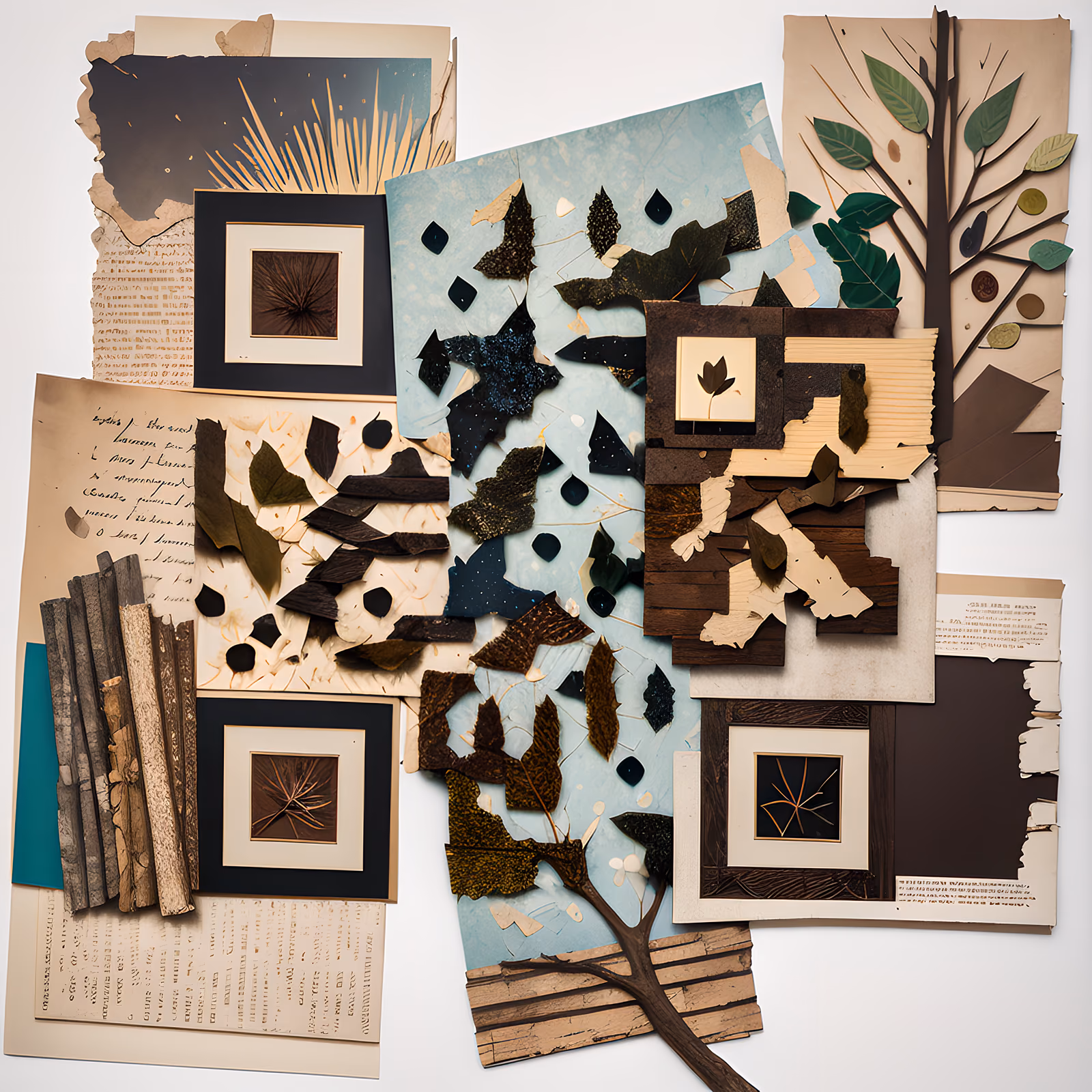 Tree and Leaf Paper Collage QR Code Art — image 1