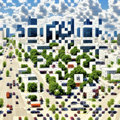 Aerial City Skyline Photorealistic QR Code for Posters