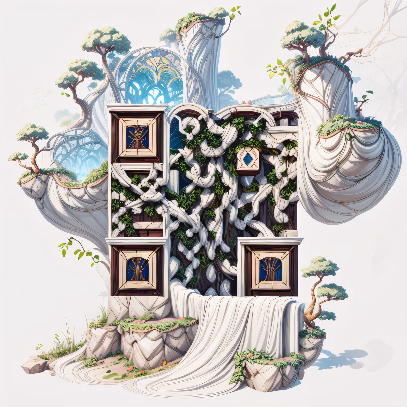 Overgrown Fantasy Greenhouse Digital Painting QR Code Art — image 1