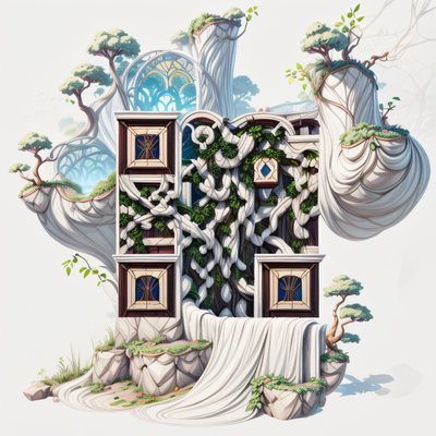 Overgrown Fantasy Greenhouse Digital Painting QR Code Art