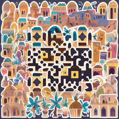 Moroccan Souk Sticker Bomb QR Code for Stickers