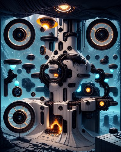 Quantum Machine Tower 3D QR Code for Posters