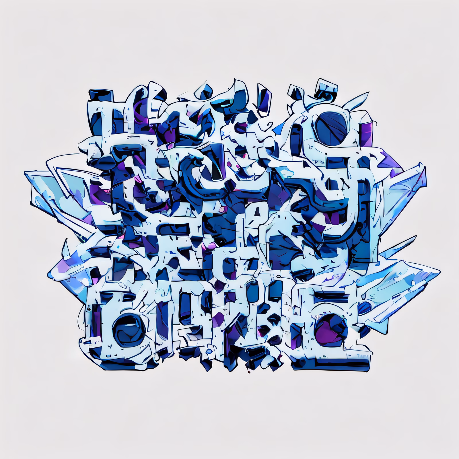 Blue Graffiti Lettering Crystal QR Code for Stickers — image 1