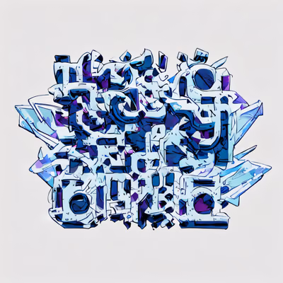 Blue Graffiti Lettering Crystal QR Code for Stickers — image 1