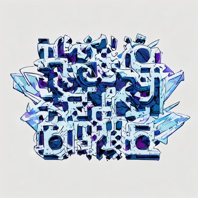 Blue Graffiti Lettering Crystal QR Code for Stickers