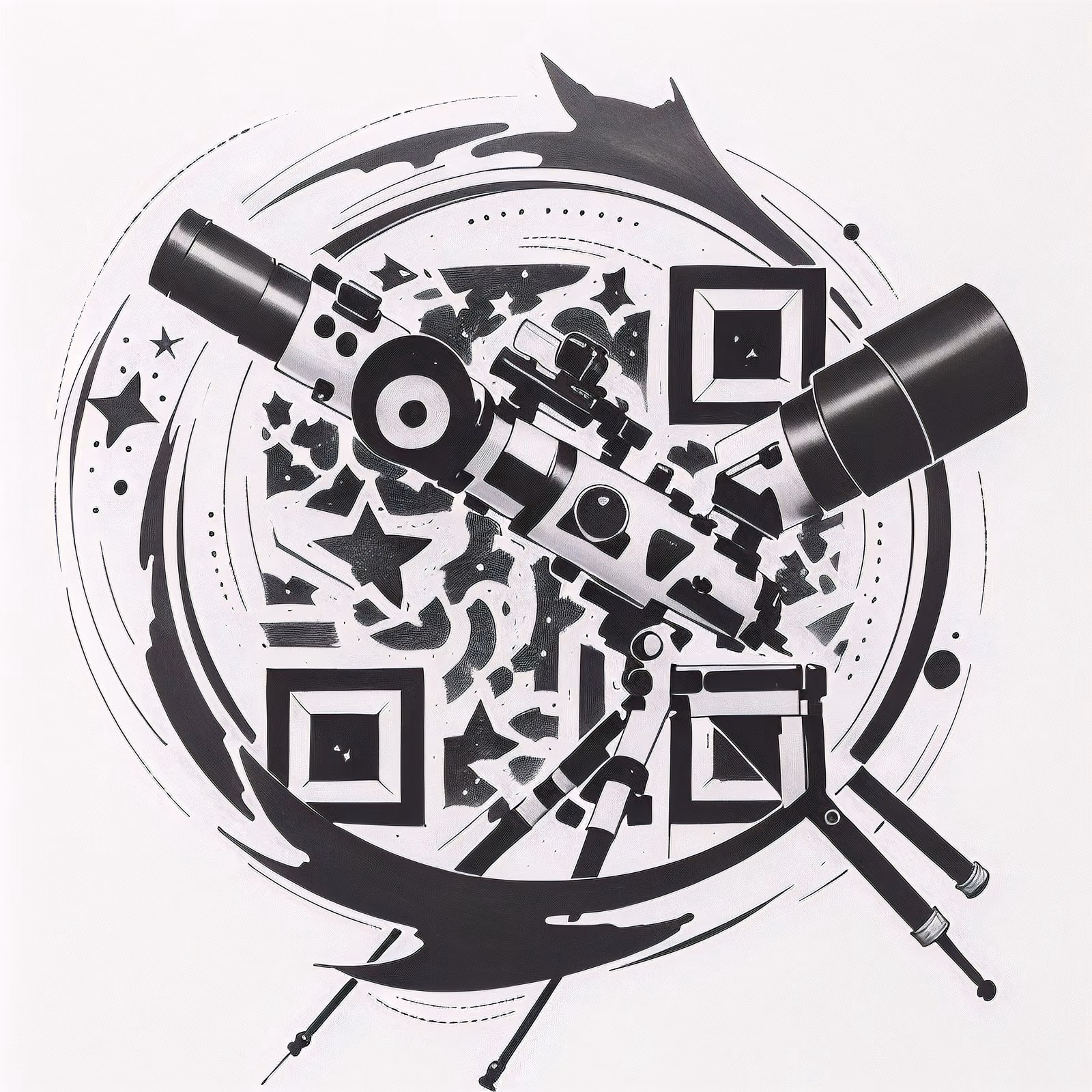 Telescope and Stars Tattoo Ink QR Code for Temporary Tattoos — image 1