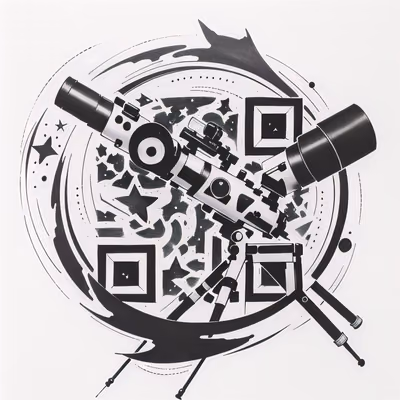 Telescope and Stars Tattoo Ink QR Code for Temporary Tattoos — image 1