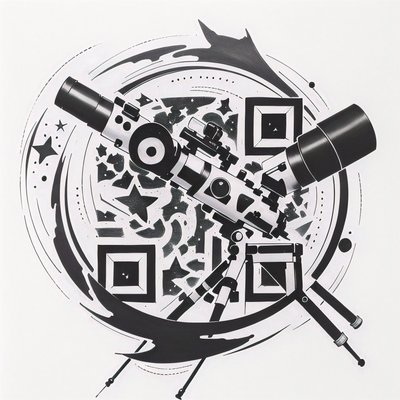 Телескоп и звёзды, тату-тушь: QR-код для временных татуировок
