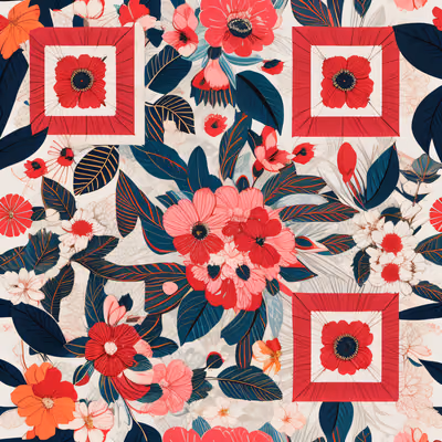 Red Floral Screen Print Pattern QR Code Art — image 1
