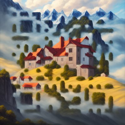 Hilltop Manor Mountain Landscape QR Code Art