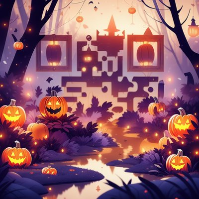 Glowing Pumpkin Garden Halloween QR Code for Posters
