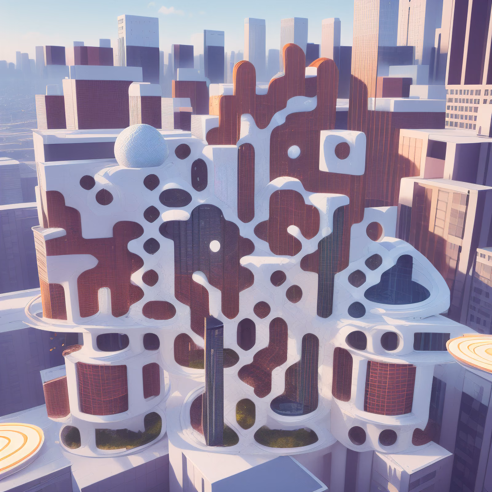 Futuristic Skyscraper City 3D Render QR Code for Posters — image 1
