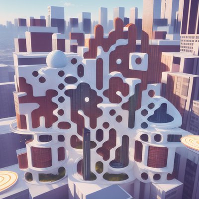Futuristic Skyscraper City 3D Render QR Code for Posters