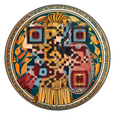 Греческая богиня Афина, вектор: QR-код для стикеров — изображение 1