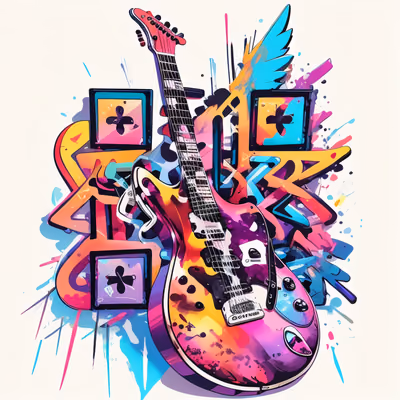 Graffiti Electric Guitar Vector Abstract QR Code for Stickers — image 1
