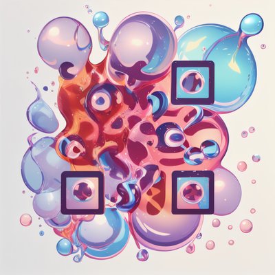 Глянцевые пузыри: абстрактный векторный QR-код для наклеек