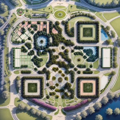 Aerial Park Plan Digital QR Code Art — image 1