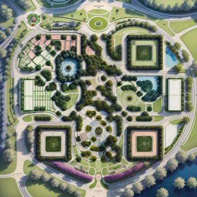 Aerial Park Plan Digital QR Code Art
