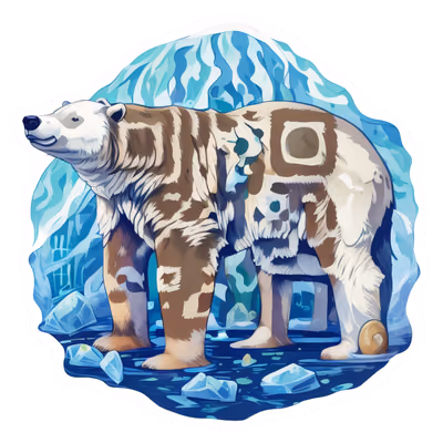 Polar Bear Vector Sticker QR Code for Stickers — image 1