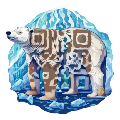 Polar Bear Vector Sticker QR Code for Stickers