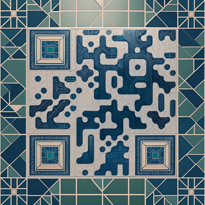 Blue Azulejo Tile Pattern QR Code Art